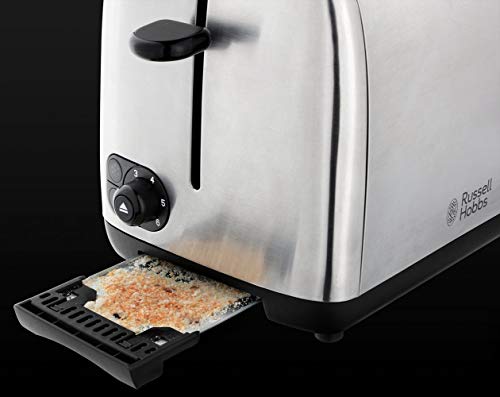 Russell Hobbs Adventure 24080-56 - Tostadora, 2 Ranuras Anchas, para 2 Rebanadas, Acero Inoxidable, Plata