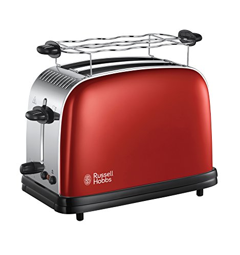 Russell Hobbs Colours Plus 2333056 - Tostadora (Ranuras Anchas, para 2 Rebanadas, Tueste Rápido, Inox, Rojo)