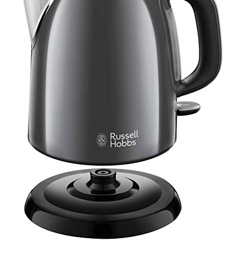 Russell Hobbs Colours Plus - Hervidor de Agua Eléctrico Pequeño (2400 W, Hervidor de 1l, Kettle Inox, Gris Oscuro) - ref. 24993-70