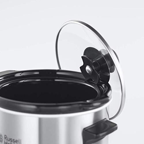 Russell Hobbs Compact Home - Olla de Cocción Lenta Compacta (Olla Baja Temperatura, Acero Inox y Negro, 2l) -ref. 25570-56