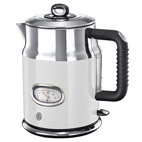 Russell Hobbs Retro 24360-70 Hervidor de Agua Eléctrico 2400 W, 1,7l, Acero Inoxidable, Blanco