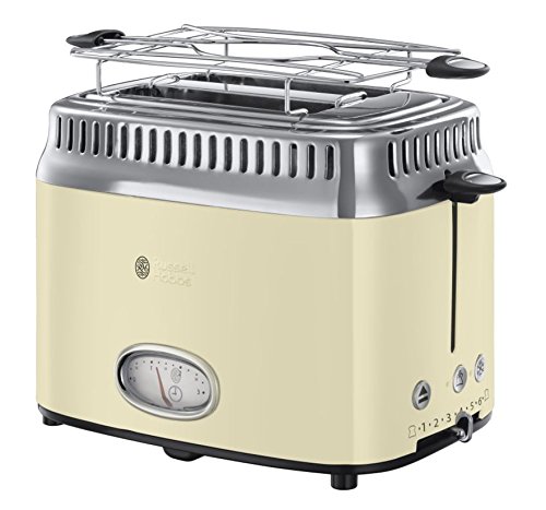 Russell Hobbs Retro - Tostadora Vintage (2 Ranuras Cortas y Anchas, para 2 Rebanadas, Acero Inoxidable, Crema) - ref. 21682-56