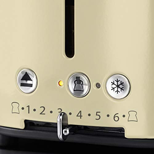 Russell Hobbs Retro - Tostadora Vintage (2 Ranuras Cortas y Anchas, para 2 Rebanadas, Acero Inoxidable, Crema) - ref. 21682-56