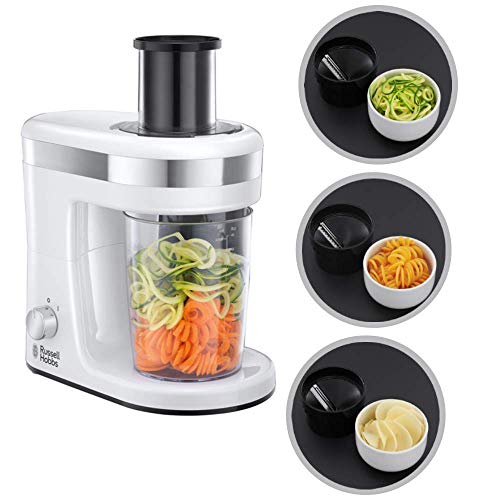 Russell Hobbs Ultimate - Espiralizador de Verduras y Fruta (300 W, Blanco y Gris, 3 Accesorios, sin BPA) - ref. 23810-56