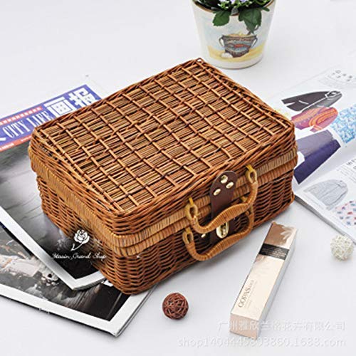 RVTYR Mimbre Cesta de Picnic, portátil Cuadrado Retro Maleta for el Recorrido del Partido Camping, 21 * 17 * 11cm Picnic Set