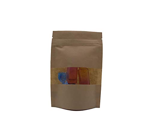 RXFSP 100Pcs 10 x 15cm Bolsas de Papel Kraft con Cierre, Bolsas Zip Alimentos con Ventana para Guardar (100PCS)