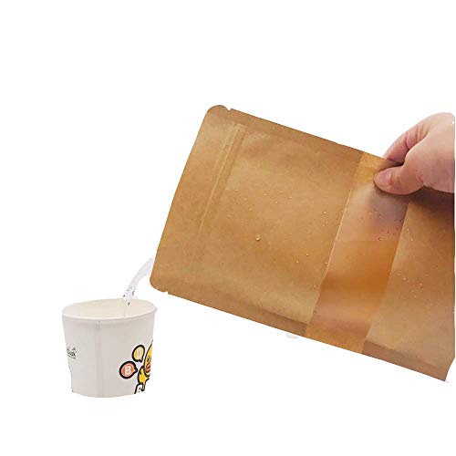 RXFSP 100Pcs Bolsas de Papel Kraft con Cierre, Bolsas Zip Alimentos con Ventana para Guardar (12 * 20cm)