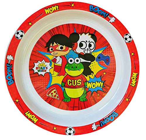 Ryan's World - Juego de vajilla de 3 piezas de polipropileno para niños, diseño de panda, color rojo