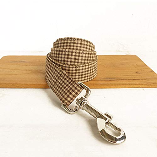 RYDRQF Juego de Collar y Correa para Perros, Collares Ajustables de para Perros con Correa a Juego, Correa Duradera y Liviana para Perros Pequeños y Medianos, Tela Escocesa de Café,Coffeeplaid,S