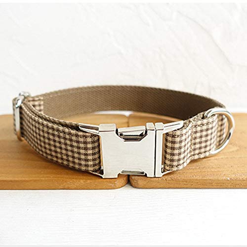 RYDRQF Juego de Collar y Correa para Perros, Collares Ajustables de para Perros con Correa a Juego, Correa Duradera y Liviana para Perros Pequeños y Medianos, Tela Escocesa de Café,Coffeeplaid,S