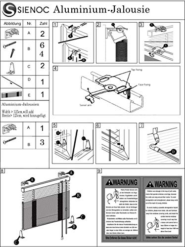 S SIENOC Persiana, persiana de Aluminio,persianas venecianas de Aluminio, persianas venecianas, estores para Ventana (Plata, 40x160 cm)