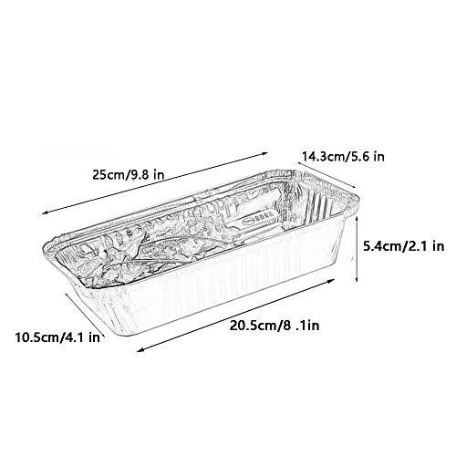 S-t-x For Llevar Rectangular de empaquetado del Papel de Aluminio sartenes, Espesado con Tapa desechable Bandeja for Hornear Pan Plato Completo, Capacidad 1100 ml y 1350ml 100 Piezas