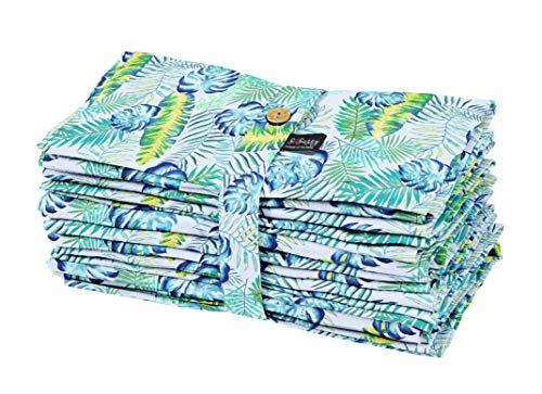 S4Sassy Azul Tropical Flex Algodón Cocina Decorativa Cóctel-Cena Servilletas De Tela Impresa Vacaciones-18 x 18