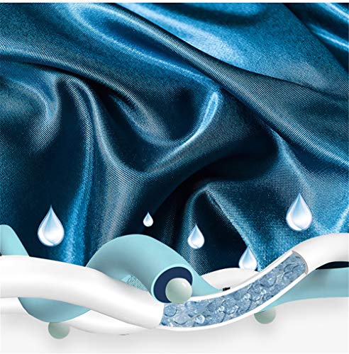 SáBana De Seda De Hielo, SáBana De Tres Piezas,CóModo Fresco Cama Individual,Falda De Cama Hielo Seda Plegable Plegable Exquisita Estera Bordada, Azul,245x250cm,D