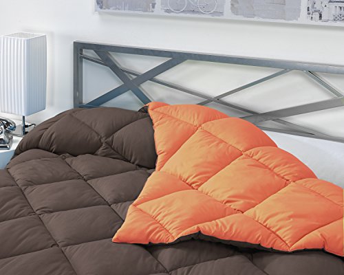 Sabanalia - Edredón nórdico de 400 g reversible (bicolor), para cama de 135/150 cm, color naranja y chocolate