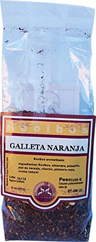 SABOREATE Y CAFE THE FLAVOUR SHOP Té Rooibos Galleta Naranja En Hoja Hebra A Granel Infusión Natural Isotónica Adelgazante 100 gr