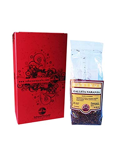 SABOREATE Y CAFE THE FLAVOUR SHOP Té Rooibos Galleta Naranja En Hoja Hebra A Granel Infusión Natural Isotónica Adelgazante 100 gr