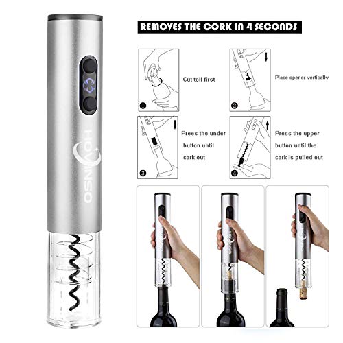 Sacacorchos Eléctrico Abridor de Vino alimentado por tapón de vino vacío cortador de papel de aluminio vertedor de vino vertedor de vino extraíble batería Electric Wine Opener Set(batería no incluida)