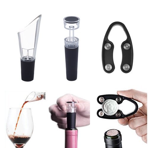 Sacacorchos Eléctrico Abridor de Vino alimentado por tapón de vino vacío cortador de papel de aluminio vertedor de vino vertedor de vino extraíble batería Electric Wine Opener Set(batería no incluida)