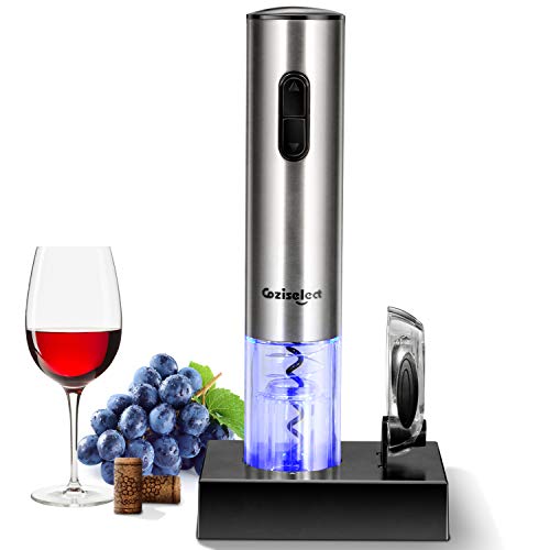 Sacacorchos Eléctrico Inalámbrico, Coziselect Profesional Automatico Abrelatas de Vino, Abridor Botellas con Cortador de Papel, Caja de Regalo, El Regalo Ideal para los Amantes del Vino