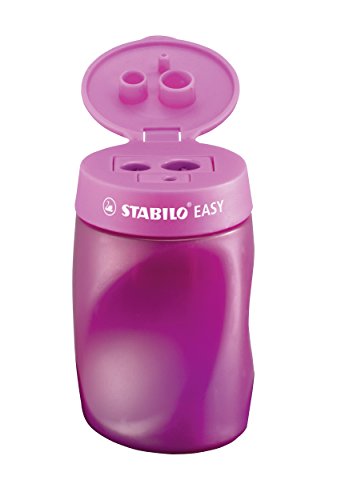 Sacapuntas ergonómico con depósito STABILO EASYsharpener - Afila 3 diámetros distintos - Color rosa - Modelo para DIESTROS