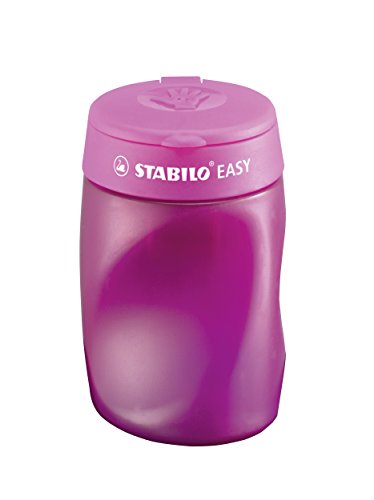 Sacapuntas ergonómico con depósito STABILO EASYsharpener - Afila 3 diámetros distintos - Color rosa - Modelo para DIESTROS