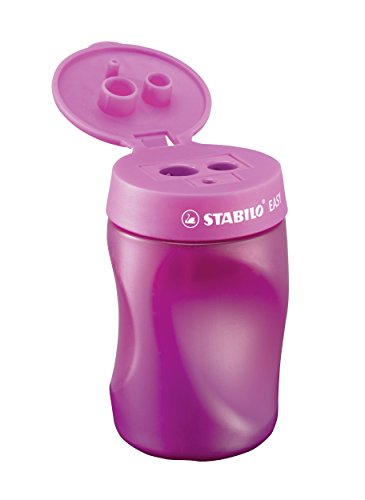 Sacapuntas ergonómico con depósito STABILO EASYsharpener - Afila 3 diámetros distintos - Color rosa - Modelo para ZURDOS