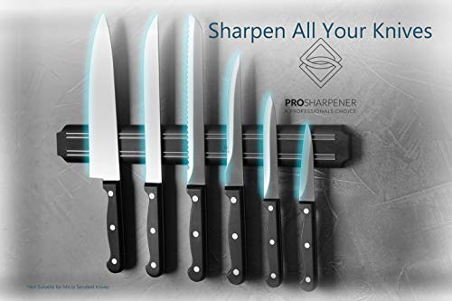 Sacapuntas Manuales Sharpner Premium | 2 etapas, base antideslizante, acero inoxidable / negro | Cuchillos de acero recto | Incluido Garantía de por vida de diamante
