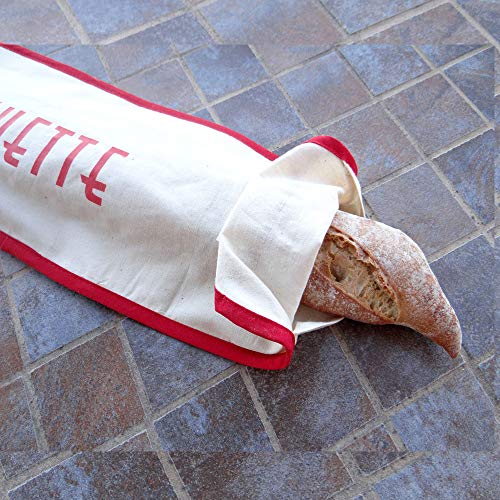 SACASAC ® Bolsa para el Pan en Tela - 100% Algodon -22 x 66 cm - Made in France