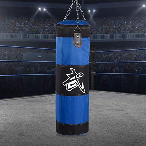 Saco de arena de boxeo Saco de arena pesado Sacos de arena con cadena de hierro y gancho de expansión para vendas de manos Kickboxing Muay Thai Training Fitness(80cm)