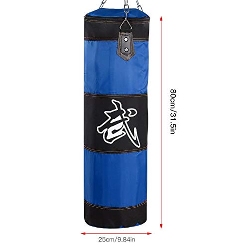 Saco de arena de boxeo Saco de arena pesado Sacos de arena con cadena de hierro y gancho de expansión para vendas de manos Kickboxing Muay Thai Training Fitness(80cm)