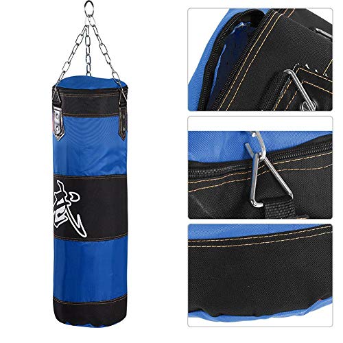 Saco de arena de boxeo Saco de arena pesado Sacos de arena con cadena de hierro y gancho de expansión para vendas de manos Kickboxing Muay Thai Training Fitness(80cm)