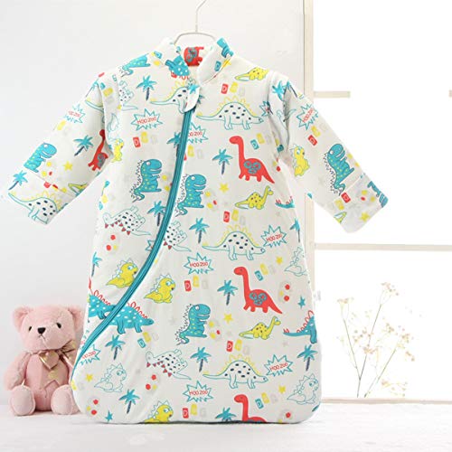 Saco de dormir para bebé de invierno para niños, 3,5 tog, algodón orgánico, varios tamaños desde el nacimiento hasta los 4 años de edad (M: Altura del bebé 75-90 cm/7-18 meses, Green_Dinosaur)