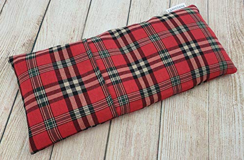 Saco térmico de semillas de trigo y lavanda con funda lavable 38 x 18cm (Escoces rojo)