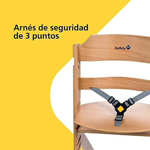 Safety 1st Timba Trona de madera con bandeja, Trona evolutiva para niños 6 meses - 10 años (30 kg), Regulable an altura,color Madera natural