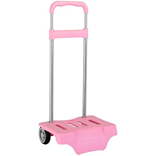 safta Carro Para Mochilas Escolares Muy ligero Ruedas Resistentes Con Asa Extraíble, Rosa Claro, 85 cm (641088905)