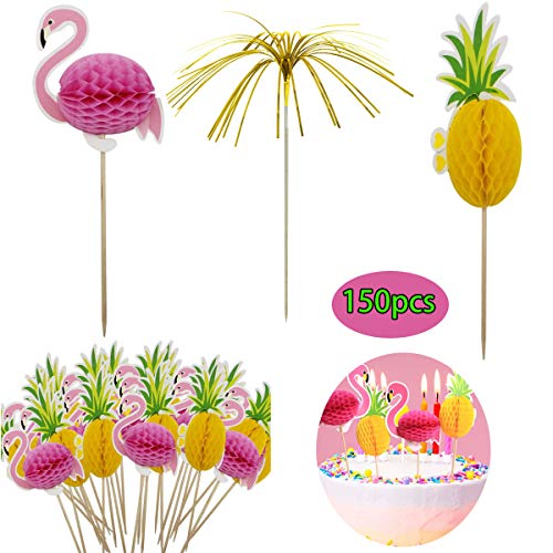 Saijer Cupcake Toppers Fuegos Artificiales Palillos De Cóctel Brochetas En Flamingo Piña Cupcake Toppers Fiesta DIY Decoraciones para Navideña Fiestas Cumpleaños O Bodas