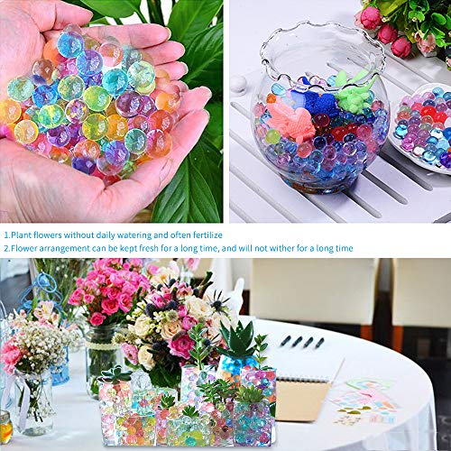 SaiXuan 90000 PCS Bolas de Gel de Agua,Perlas de Gel para decoración del Florero,Plantas,Flores,Mezclados cristalino Hidrogel Bolas de Gel para Decoración Cuentas con 1 cucharadas y Pinzas