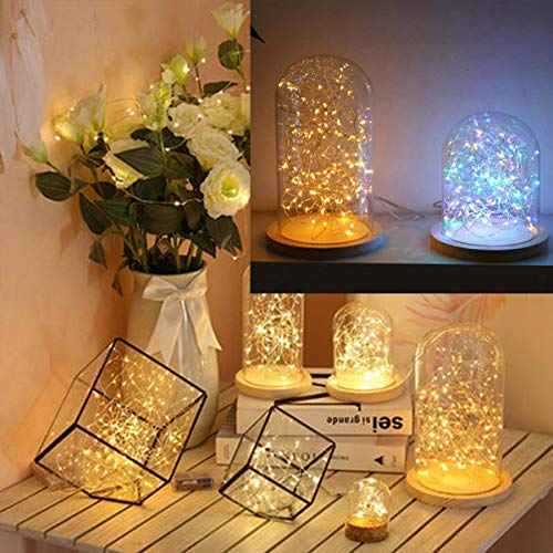 Salcar Guirnalda de luces funciona con pilas, Blanco Cálido Luz Plata Alambre Cadenas 10 m 100 ledes para dormitorio Navidad Celebración Boda Decoración