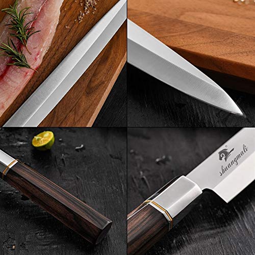 Salmón sashimi cuchillo Cuchillos japoneses Sushi herramienta 5Cr15 acero inoxidable con la manija del ébano (Color : 12 inch Filleting Knives)