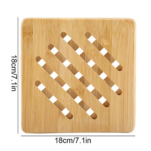 Salvamanteles de bambú para ollas y sartenes calientes, almohadillas calientes resistentes al calor, platos, esterillas para mesa y encimera de cocina(L)