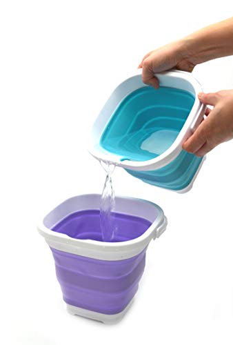 SAMMART Set de 3 Cubos de plástico Plegables Cuadrados Super Mini - Tina Cuadrada Plegable - Cubo de Agua portátil para Pesca - Olla de Agua para Ahorro de Espacio al Aire Libre (3)