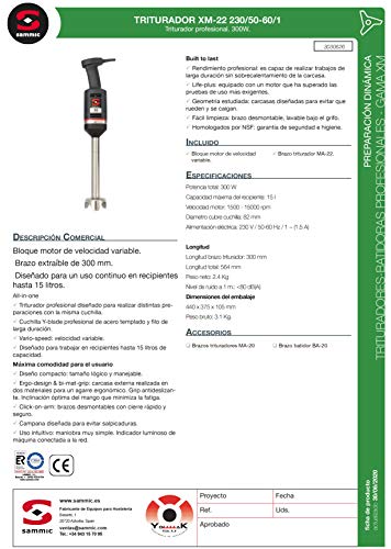 Sammic Triturador XM-22 sustituye (tr-270) Yommak