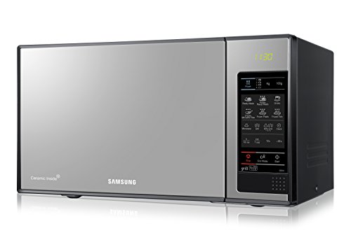 Samsung GE83X Microondas con Grill, 23 Litros de Capacidad, Interior Cerámico Enamel, Potencia 800W/1200W, 6 niveles de potencia, Color Acero Espejo