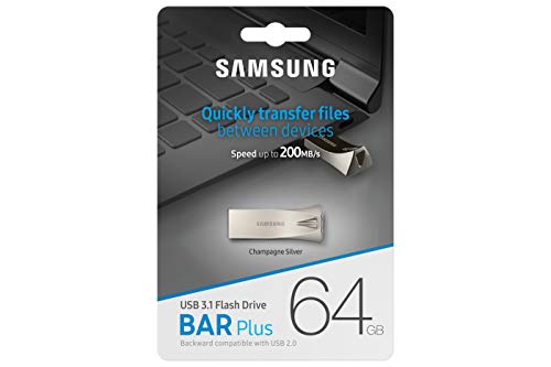 Samsung MUF-64BE3/EU 64GB 3.0 (3.1 Gen 1) Conector USB Tipo A Plata Unidad Flash USB - Memoria USB (64 GB, 3.0 (3.1 Gen 1), Conector USB Tipo A, 200 MB/s, Sin Tapa, Plata)