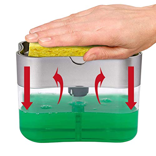 SAMTITY Juego de dispensador de jabón líquido, Organizador de Fregadero Dispensador de jabón de Bomba con Soporte de Esponja, dispensador de detergente Soporte de Utensilios de Cocina para Cocina