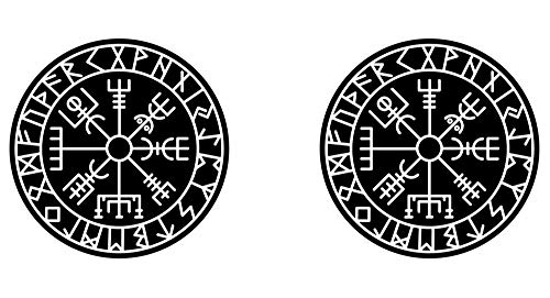 Samunshi® Vegvisir con runas 2 tazas, taza de café, taza de té vikingo Alemania (300 ml, Vegvisir con runas 2 300 ml), color negro