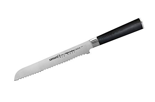 Samura MO-V - Cuchillo profesional japonés para hielo y pan de cocina (230 mm) Material del mango G-10. Dureza 59 HRC…