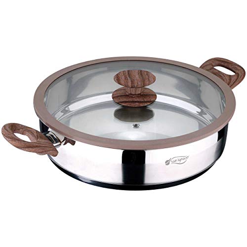 San Ignacio Bateria de Cocina Profesional 11 Piezas colección Granito, Ø24, Ø26 y Ø28, sartén Grill de 28x28 cms, y ollas con Tapa: Ø28x7 y Ø20 y Ø28x16 cm, inducción, Acero Inoxidable