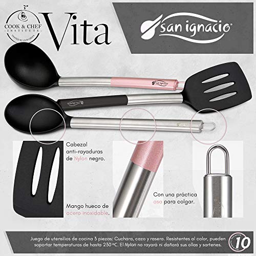 San Ignacio Cune Sip Set 3 Sartenes + Plancha Grill + 3 Utensilios, Aluminio Prensado, Negro/Plateado